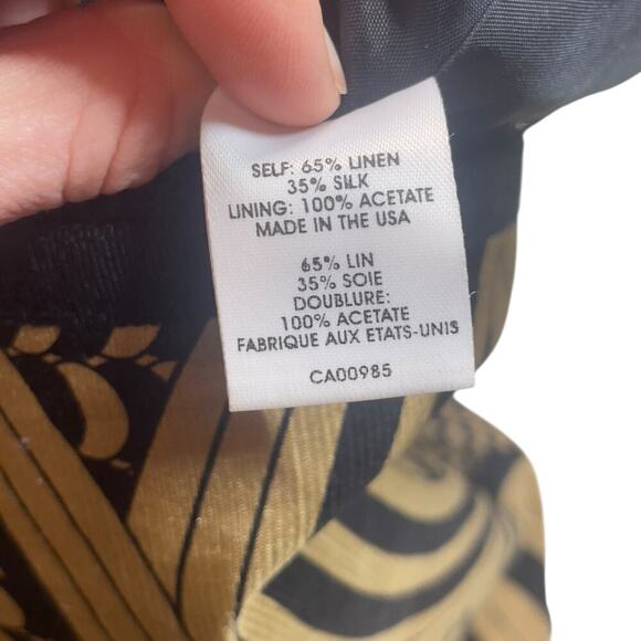 Nanette Lepore Black & Gold Beaded Linen Silk Indochine Dress Size 2 - Picture 7 of 15